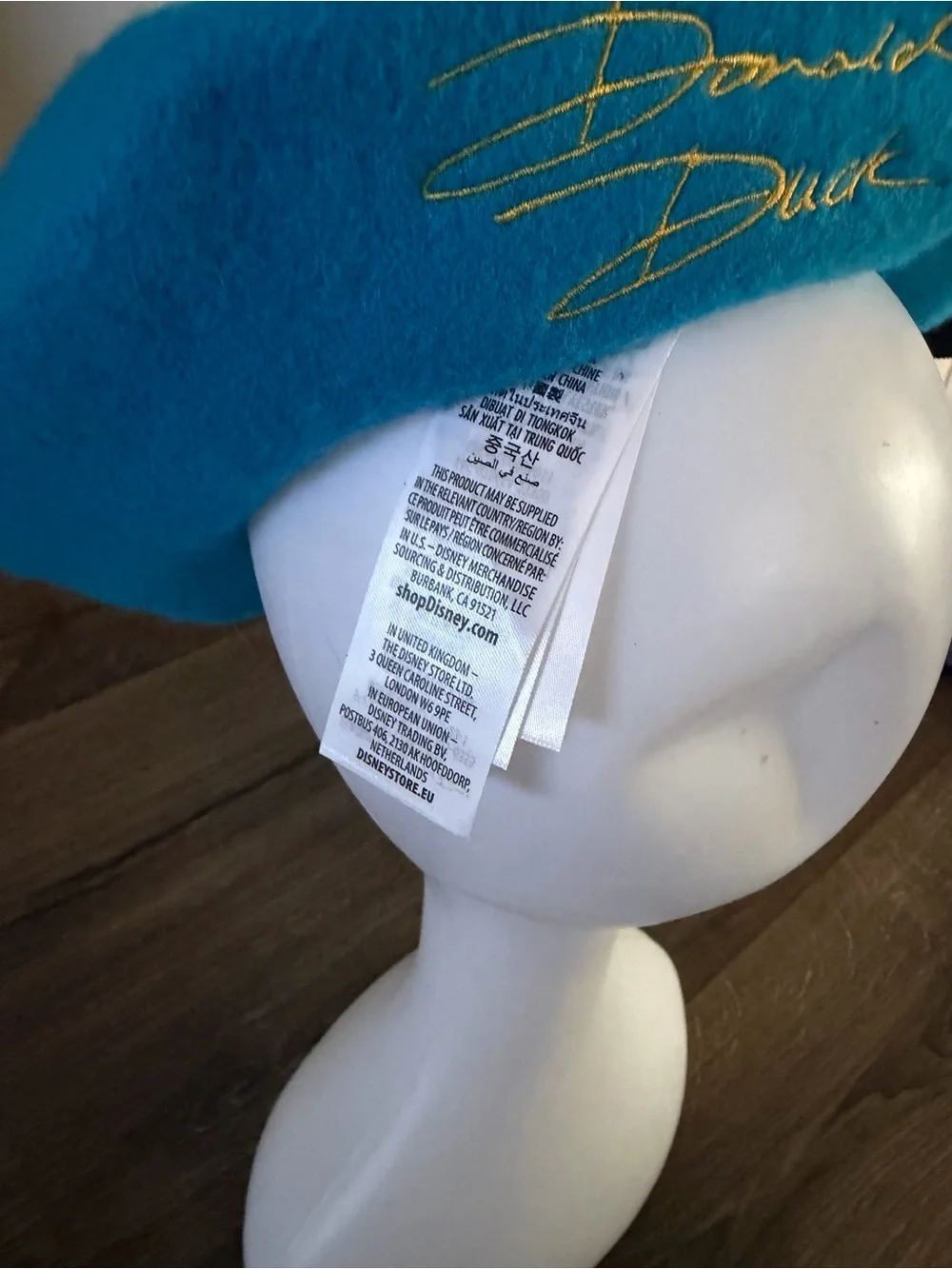 Disney Donald Duck Beret Hat 90th Anniversary Blue Disneyland Parks White New